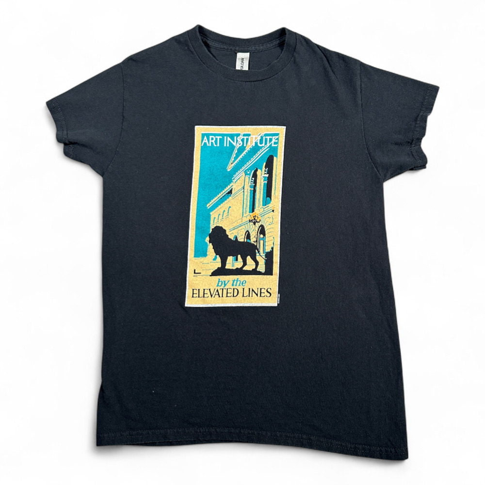 Art Institute Chicago Shirt Adult SMALL Black Museum School Elevated Lines Lion
